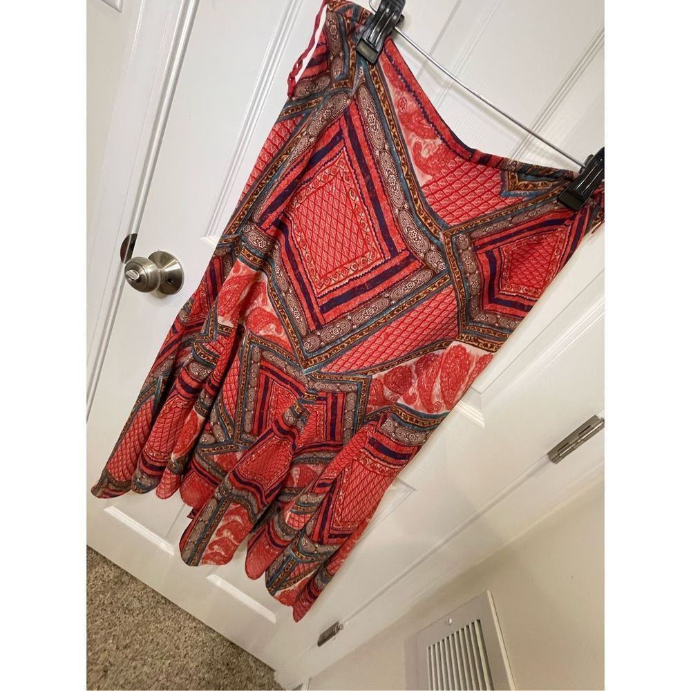 Large Coldwater Creek lined skirt  red paisley